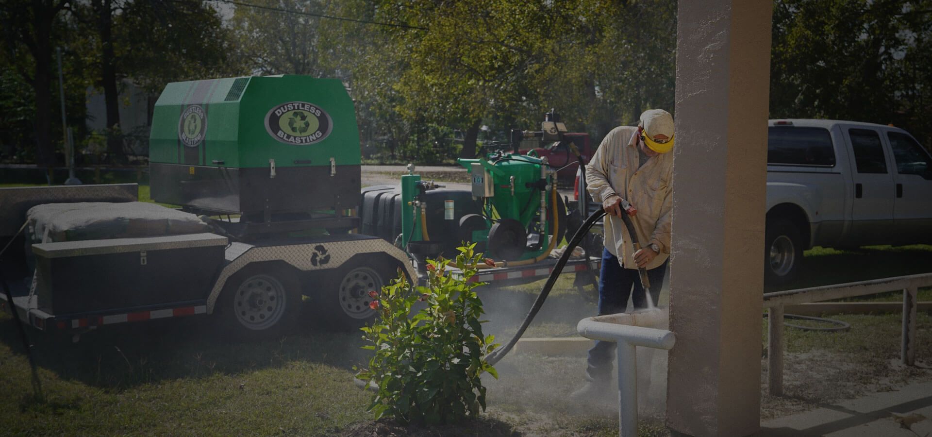 WNY Air Blasting mobile dustless blasting rig on a job site